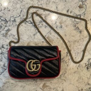 Authentic Gucci Quilted Leather Marmont Super Mini Torchon Crossbody